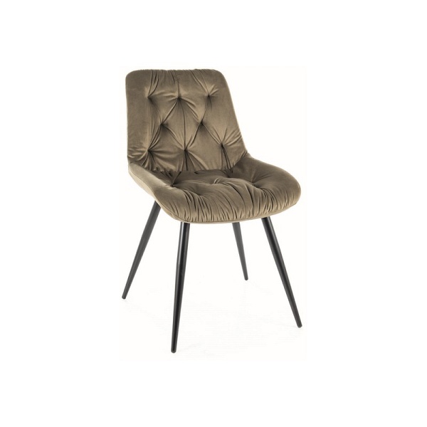 Krzesło PRAGA velvet czarny stelaż/oliwka bluvel 77 - Signal
