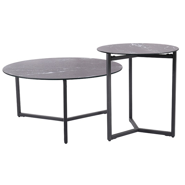 Ława RAVELLO czarny efekt marmuru/czarny (zestaw) - Signal