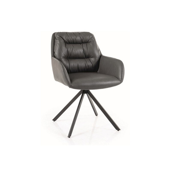 Krzesło SPELLO czarny stelaż/szary skóra synt.  buffalo 06 - Signal