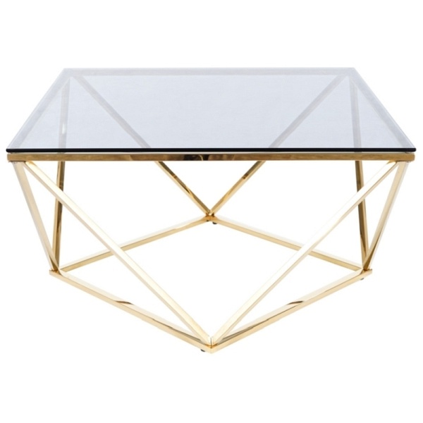 Ława SILVER a szkło dymione/złoty 80x80 - Signal