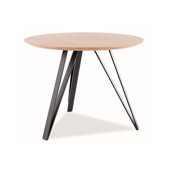 Stół TETIS dąb/czarny stelaż fi 100 - Signal