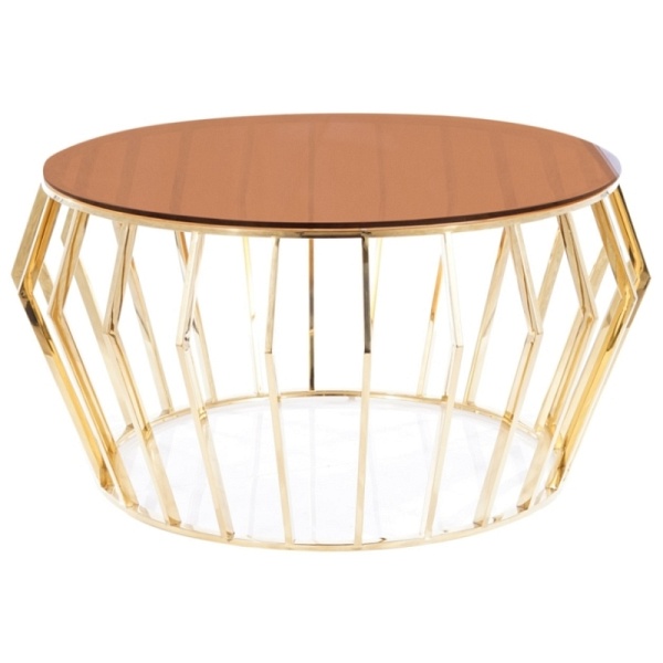 Ława ARIANA a szkło dymione bursztynowe/złoty fi 80 - Signal