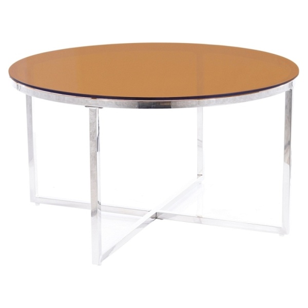 Ława CRYSTAL a szkło dymione bursztynowe/srebrny fi 80 - Signal