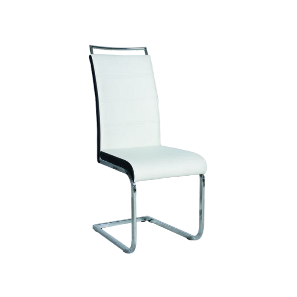 Krzesło H441 chrom/biały/czarne boki ekoskóra - Signal