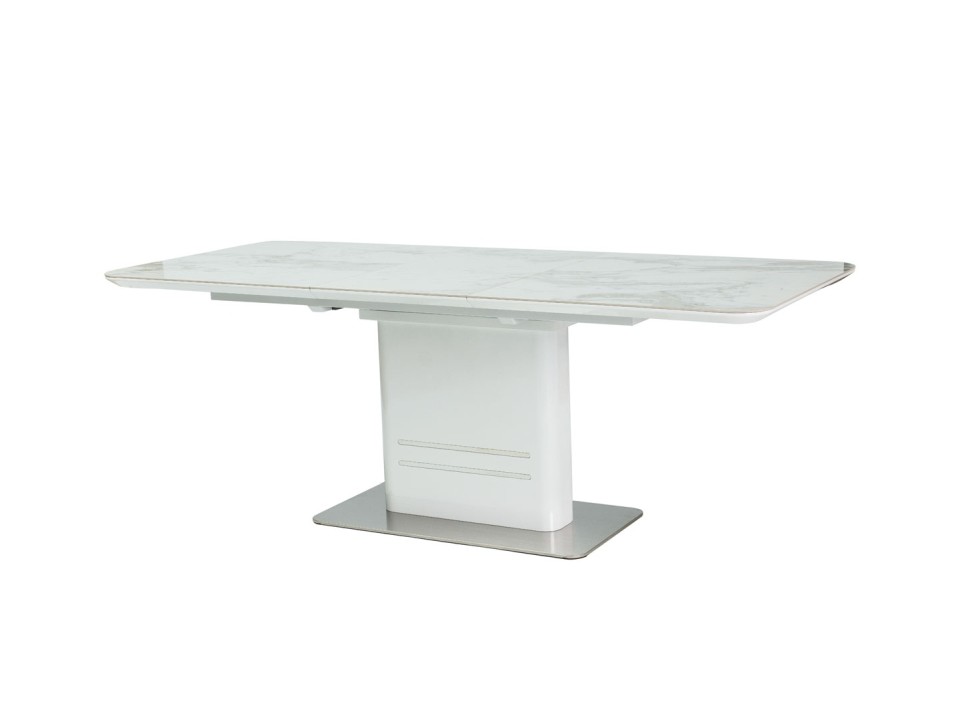 Stół CARTIER ceramic biały efekt marmuru/biały lakier 160(210)x90 - Signal