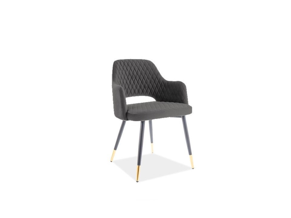 Krzesło FRANCO velvet czarny/złoty stelaż/szary bluvel 14 - Signal