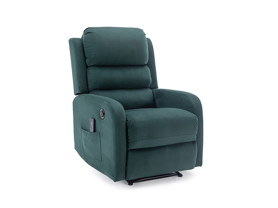 Fotel rozkładany PEGAZ m (funkcja masażu) velvet zielony bluvel 78 - Signal