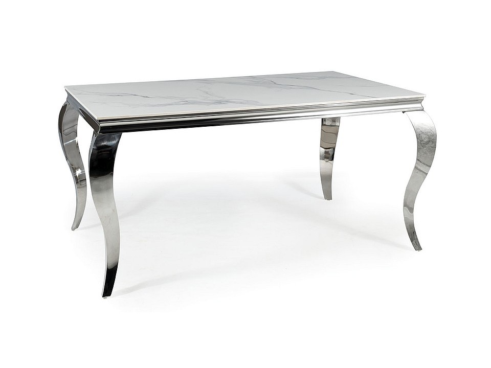 Stół PRINCE ceramic biały calacatta/chrom 180x90 - Signal