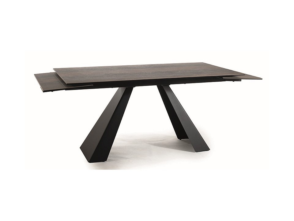 Stół SALVADORE ceramic brąz efekt drewna/ czarny mat (160-240)x90 - Signal