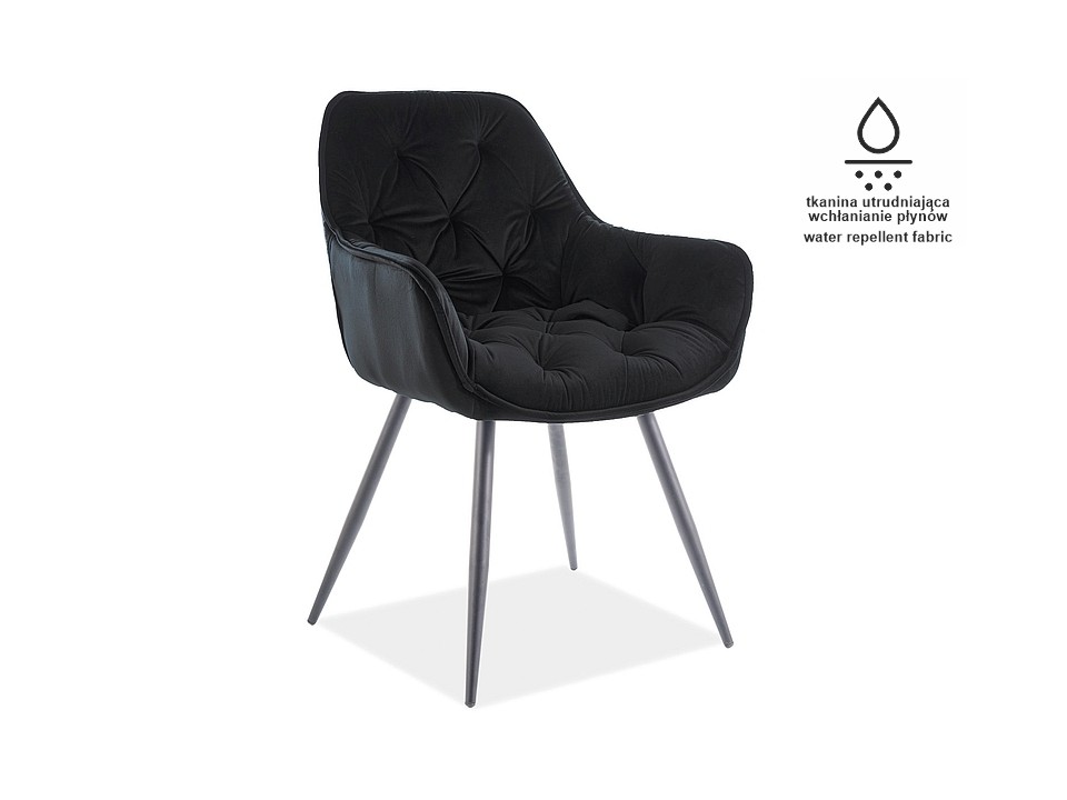 Krzesło CHERRY matt velvet 99 czarny stelaż / czarny - Signal