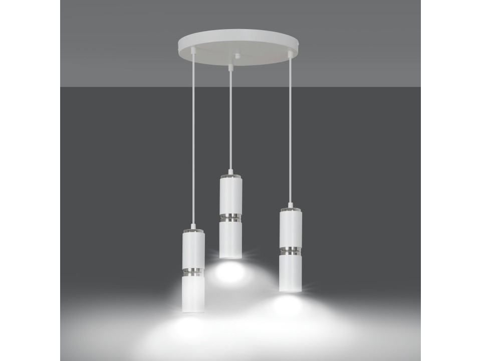 Lampa MODESTO 3 WHITE PREMIUM 178/3PREM nowoczesna  białe tuby chrom dodatki LED Emibig