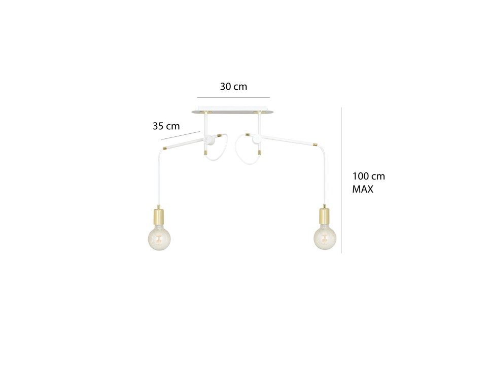 Lampa ARTEMIS 2 WHITE 481/2  wisząca sufitowa loft regulowana złote elementy Emibig