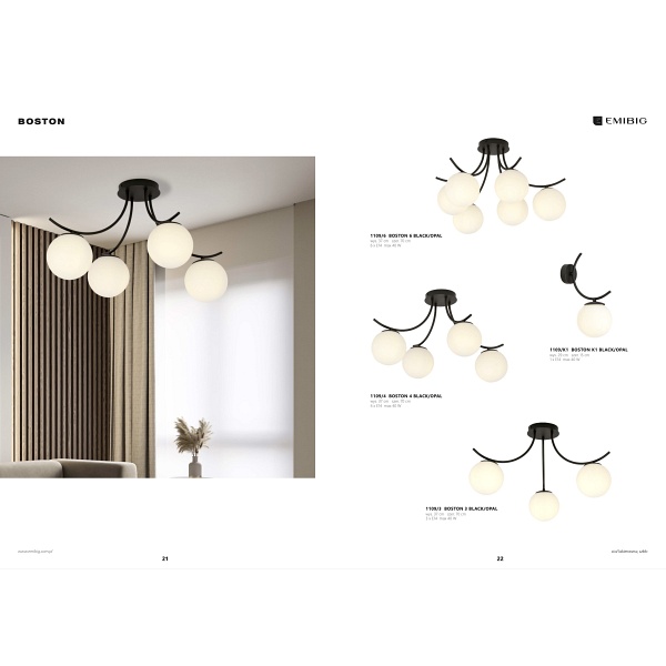 Kinkiet BOSTON K1 BLACK/OPAL