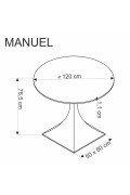 Stół z krzesłami okrągły fi 120cm blat czarny marmur, nogi czarne + 3 krzesła popielate