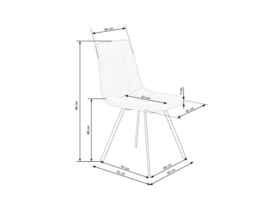 Stół z krzesłami 140x80x74cm blat jasny popiel, nogi czarne + 4 krzesła popielate