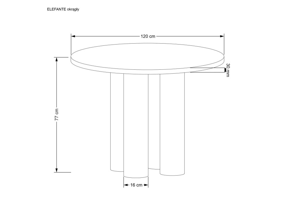 Stół z krzesłami okrągły fi 120cm blat dąb naturalny, nogi naturalne + 4 krzesła naturalne