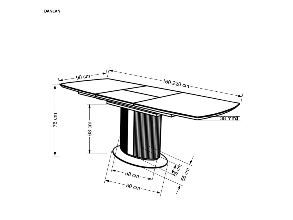 Stół z krzesłami prostokątny rozkładany 160-220x90cm blat biały marmur/popielaty, nogi jasny popiel/czarny + 4 krzesła popielate/ciemny popiel