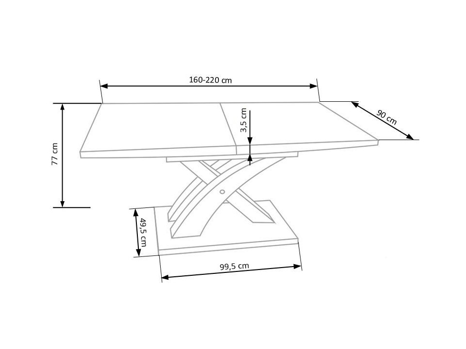 Stół z krzesłami rozkładany 160-220x90cm blat dąb złoty, nogi dąb złoty/czarne + 5 krzeseł brązowych